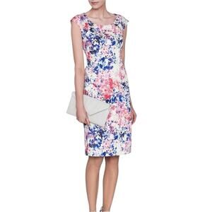 LK Bennett Dr Hannah Floral Print Cap Sleeve Sheath Dress US 8